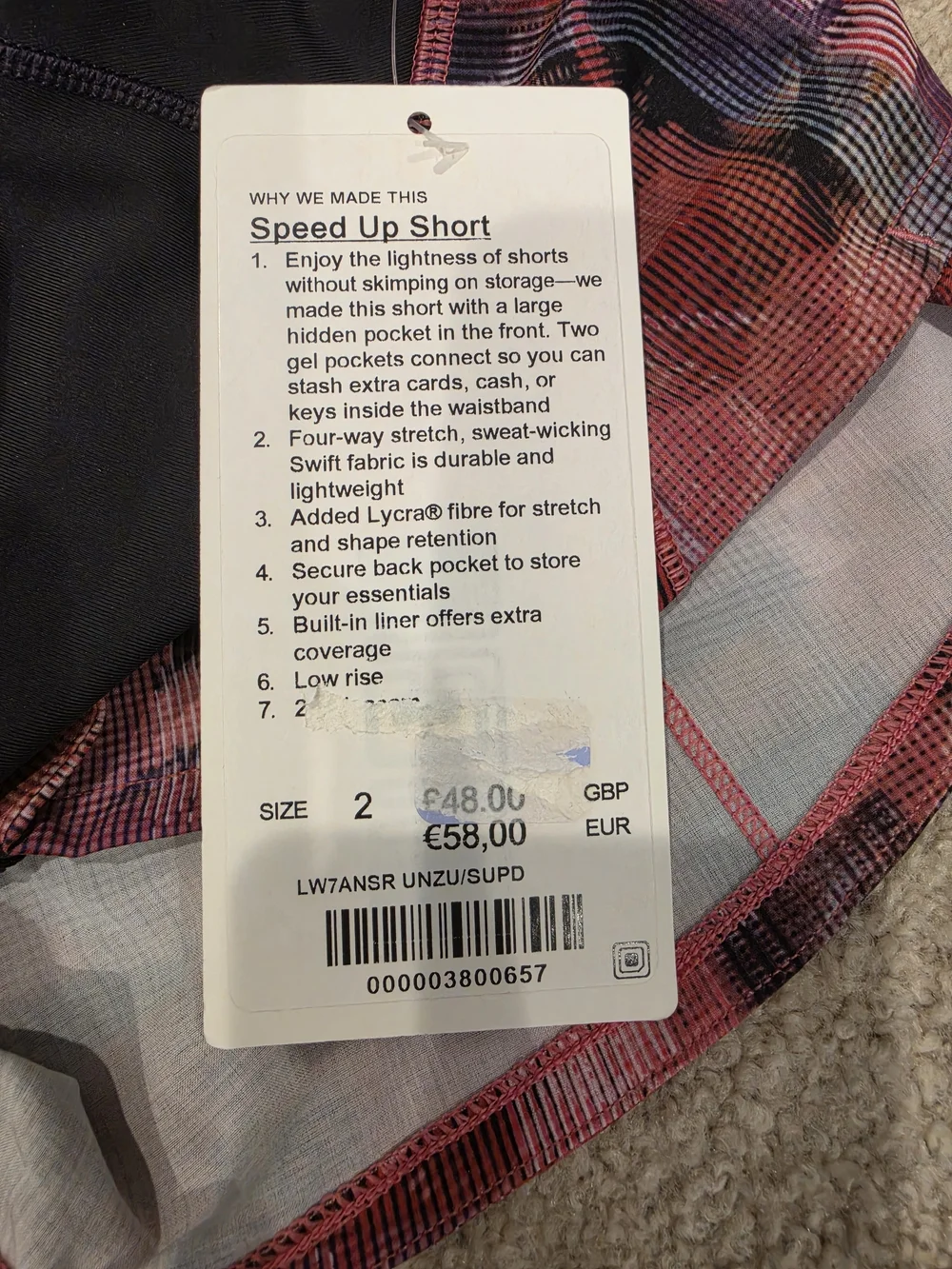 NWT Lululemon Speed Up Short